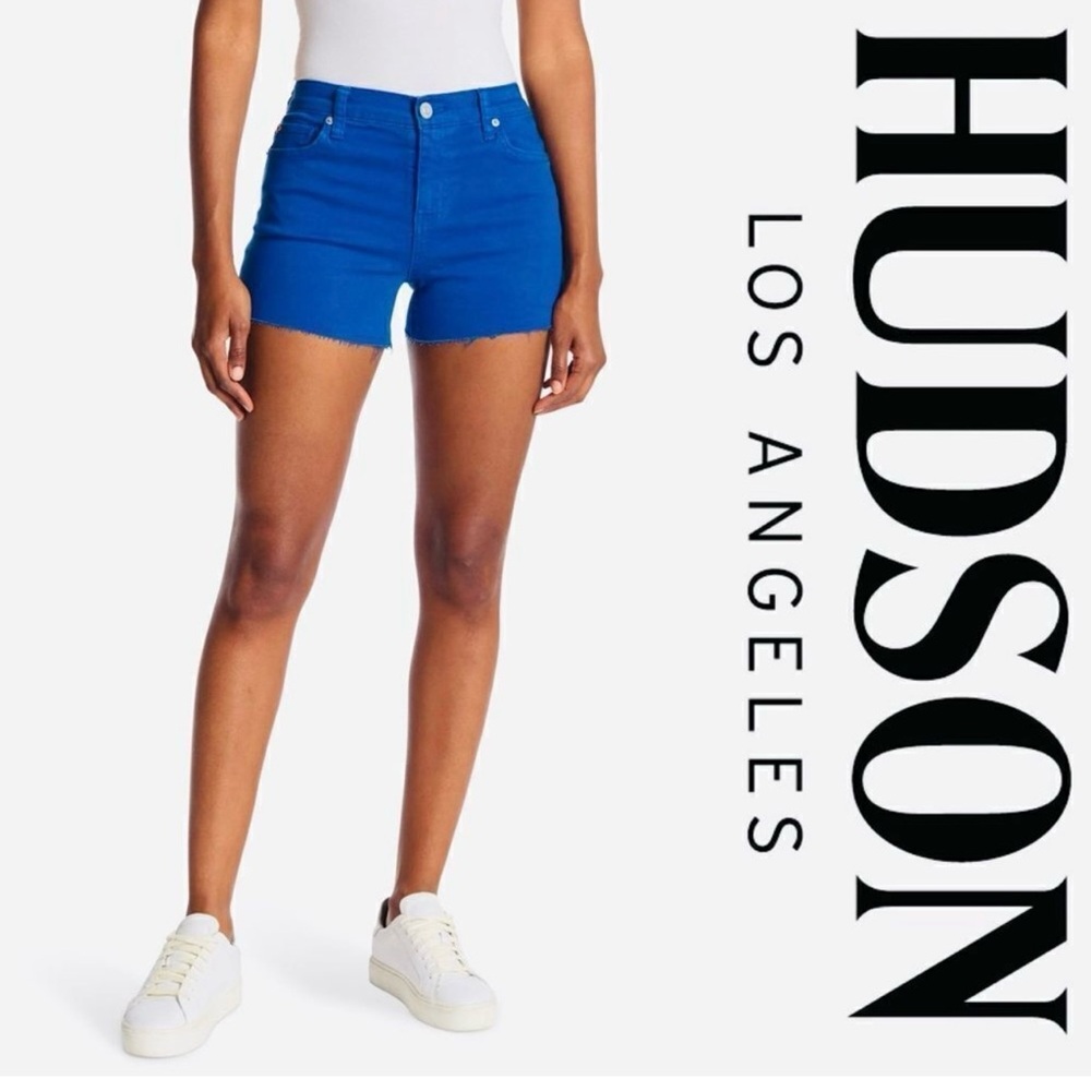 Hudson Jeans Vibrant Blue Gracie Mid Rise cut off Shorts - Picture 6 of 6